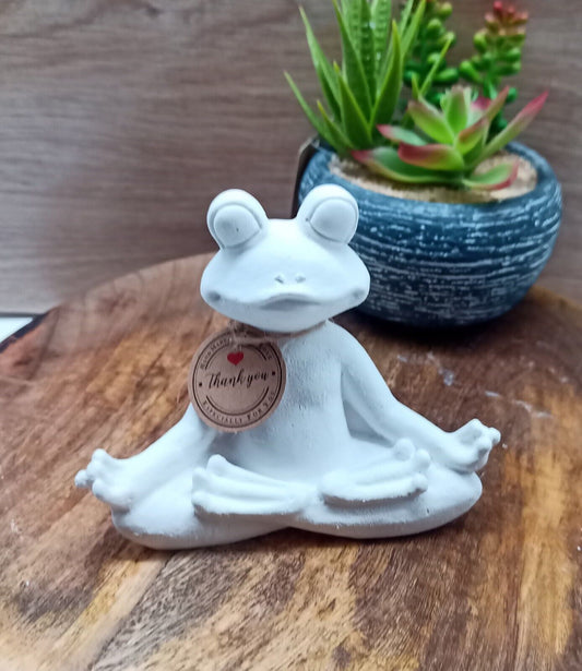 Deko Frosch Yoga Entspannung Dekofigur Geschenk aus Keramikguss