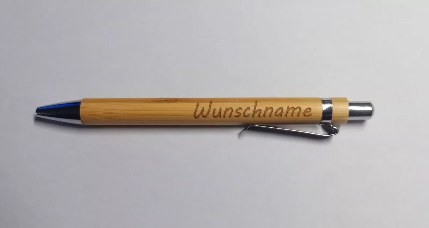 Bambuskugelschreiber mit Gravur Kugelschreiber, Name Wunschtext Holz